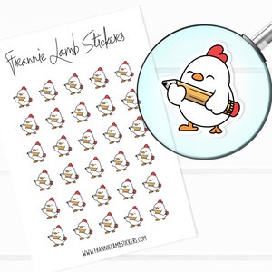 Autocollants mignons de poulet pour ordinateur portable et école (1/2 po. chacun), autocollants de personnages mignons pour calendriers, agendas, albums de coupures, travaux manuels, etc.