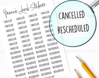 Cancelled and Rescheduled Planner Stickers, 52 Labels for Planners, Calendars and More, Color Options, Paper Option Available