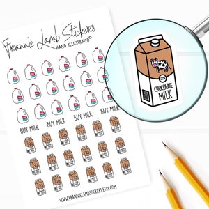 Chocolate Milk Stickers (1/2&quot; each), Planner Stickers, Buy Milk Stickers for Calendars, Planners, Scrapbooks, Crafts and more