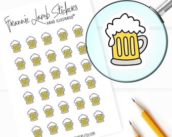 Beer Stickers (1/2" each), Drink and Alcohol Stickers for Calendars, Planners, Scrapbooks, Crafts and more