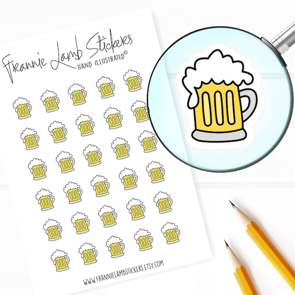 Beer Stickers (1/2" each), Drink and Alcohol Stickers for Calendars, Planners, Scrapbooks, Crafts and more