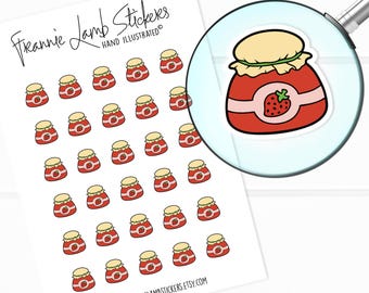 Strawberry Jelly and Jam Stickers (1/2" each), Planner Stickers, Food Stickers for Calendars, Planners, Scrapbooks, Crafts and more