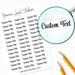 Custom Word Stickers, Custom Text, Personalized Labels for Planners, Calendars and More, Color and Paper Options Available 