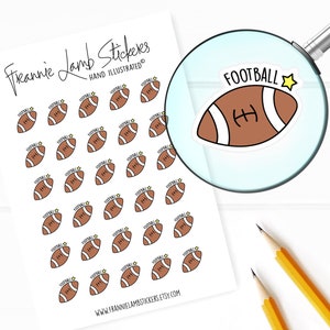 Adesivos de futebol (1/2 "cada), adesivos de planejador de esportes, adesivos de prática de futebol e jogos para calendários, planejadores, artesanato e muito mais