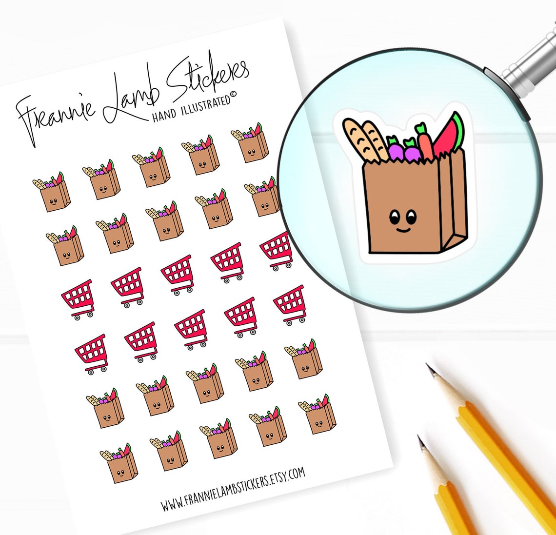 Grocery Shopping Stickers Planner Stickers Grocery Day Etsy