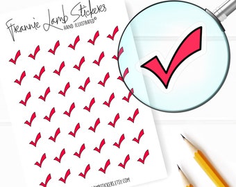 42 Clear Planner Stickers (1/2" each), Red Check Mark Planner Stickers, Office and School Stickers for Planners and Calendars and more