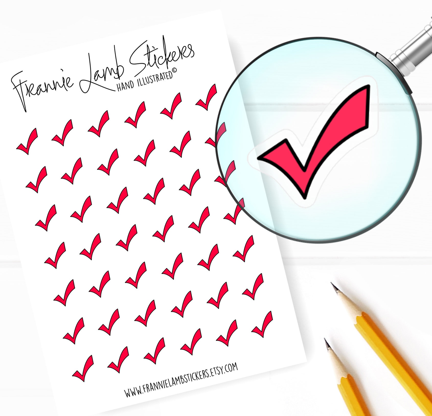 Red Sticker Check 42 Clear Planner Stickers (1/2
