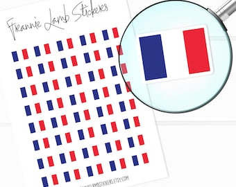 French Flag Stickers (1/2" each), 40 Stickers, France Stickers, Stickers for Calendars, Planners, Scrapbooks, Crafts and more