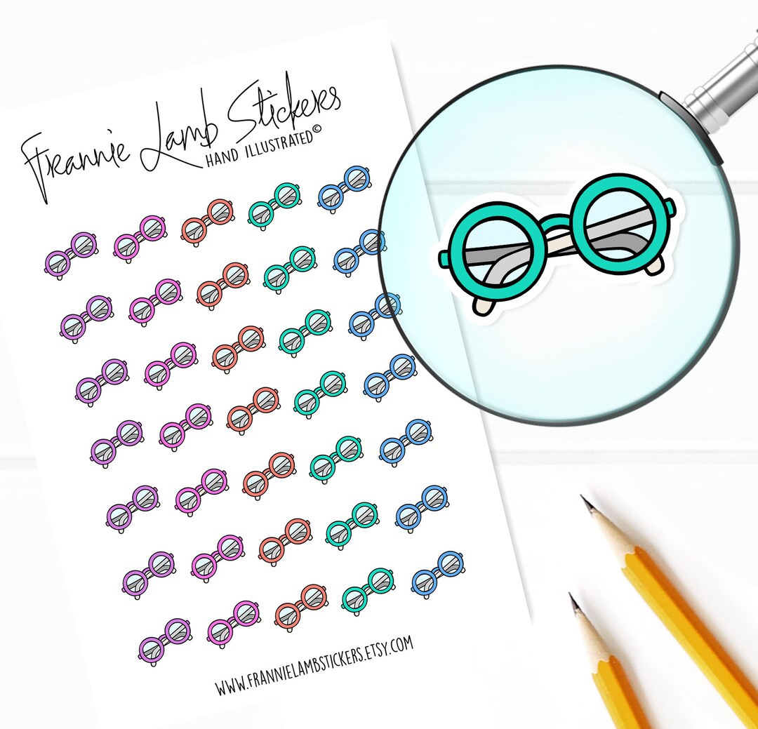 Fun Glasses Stickers 1/2 Each, Planner Stickers, Fun Glasses Stickers