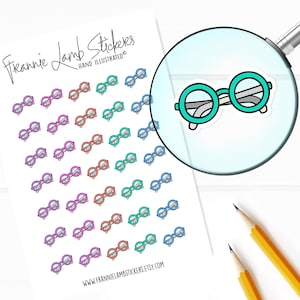 Fun Glasses Stickers (1/2&quot; each), Planner Stickers, Fun Glasses Stickers for Calendars, Planners and more