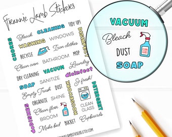 Cleaning Variety Stickers, Chore stickers, Stickers for Planners, Calendars, Scrapbooks, Chore Charts, Crafts and more