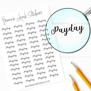 Payday Planner Stickers, 52 Labels for Planners, Calendars and More, Color and Paper Options Available