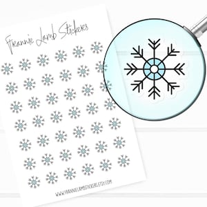 42 Clear Planner Stickers (1/2" each), Snowflake Planner Stickers, Clear Matte Holiday and Winter Stickers for Planners and Calendars, etc.