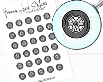 Tire Stickers (1/2" each), Rotate Tires, Planner Stickers, Car and Chore Stickers for Calendars, Planners, Scrapbooks, Crafts and more