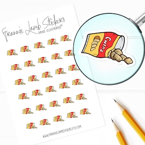 Pegatinas de patatas fritas (1/2" cada una), pegatinas de planificador, pegatinas decorativas, pegatinas de alimentos para calendarios, planificadores, álbumes de recortes, manualidades y más