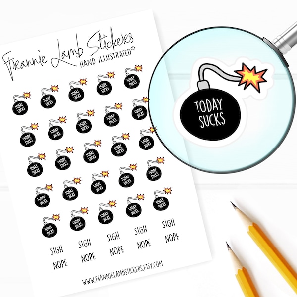 Bad Day Stickers (1/2" each), Planner Stickers, Mood Stickers for Calendars, Planners, Scrapbooks, Crafts and more