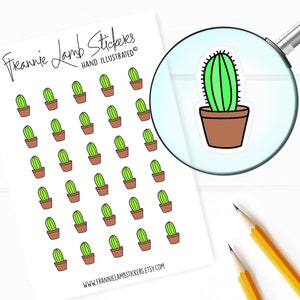 Pegatinas de cactus (1/2" cada una), pegatinas decorativas para planificadores, pegatinas de cactus y plantas para calendarios, planificadores, álbumes de recortes, manualidades y más