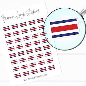 Costa Rica Flag Stickers (1/2&quot; each), 40 Stickers, Costa Rica Stickers, Stickers for Calendars, Planners, Scrapbooks, Crafts and more