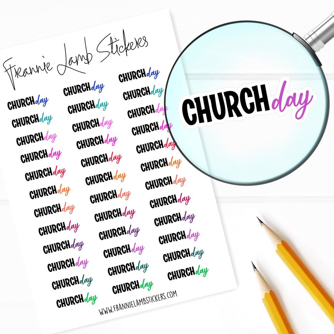 Church Day Planner Stickers, 36 Labels for Planners, Calendars and More ...