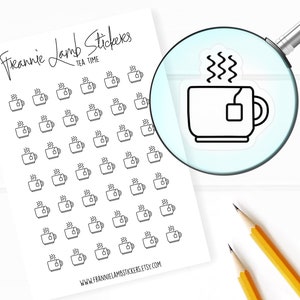 42 Clear Planner Stickers (1/2" each), Tea Stickers, Drink Stickers for Planners and Calendars and more