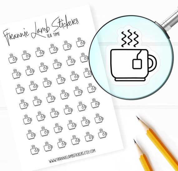 42 Clear Planner Stickers (1/2 each), Tea Stickers, Drink Stickers for  Planners and Calendars and more