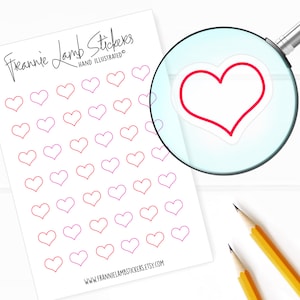 42 Clear Planner Stickers (1/2&quot; each), Heart Planner Stickers, Love and Heart Stickers for Planners and Calendars and more