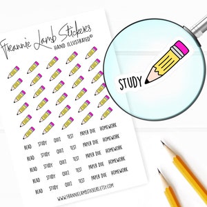 Adesivos de lembrete escolar (1/2 "cada), adesivos de planejador escolar, adesivos escolares e de estudo para calendários, planejadores, artesanato e muito mais