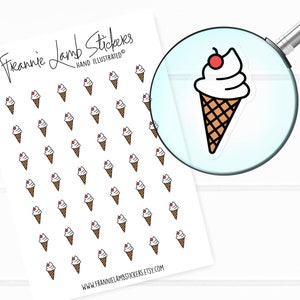 42 transparente Planer Aufkleber (je 2,5 cm), Eis Sticker, transparente Dessert Aufkleber für Planer, Kalender und mehr