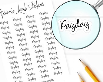 Payday Planner Stickers, 52 Labels for Planners, Calendars and More, Color and Paper Options Available