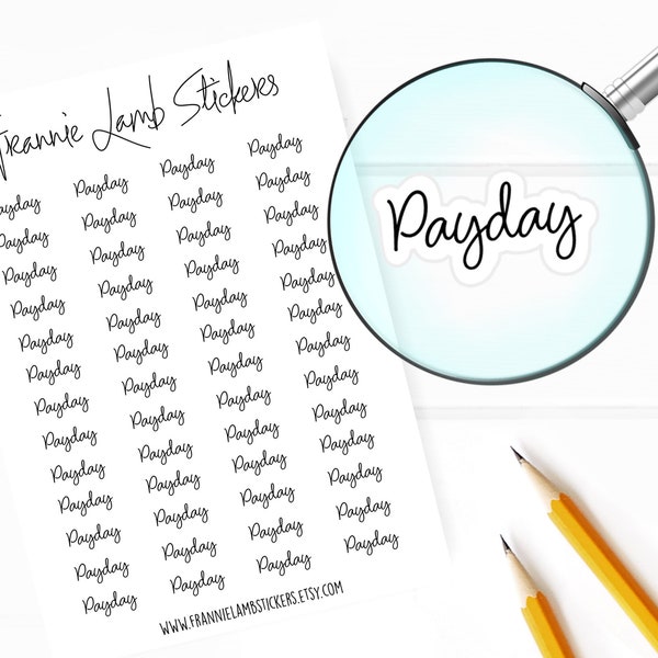 Payday Planner Stickers, 52 Labels for Planners, Calendars and More, Color and Paper Options Available