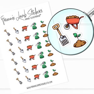 Autocollants de jardinage (1/2 po. chacun), autocollants pour outils de jardinage, autocollants de corvée pour calendriers, agendas, albums de coupures, travaux manuels, etc.