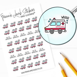 Pegatinas de Wambulance (1/2" cada una), pegatinas de Bad Day Planner, pegatinas de estado de ánimo y mal día para calendarios, planificadores, álbumes de recortes, manualidades y más