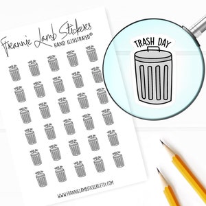 Trash Day Stickers (elk 1/2"), Planner Stickers, Chore Stickers voor kalenders, planners, plakboeken, ambachten en meer
