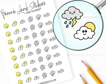 48 Clear Planner Stickers (1/2" each), Weather Planner Stickers, Weather Stickers for Planners and Calendars and more