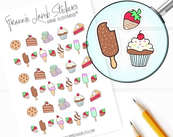 Dessert Stickers (1/2" each), Sweet Planner Stickers, Food Stickers for Calendars, Planners, Scrapbooks, Crafts and more