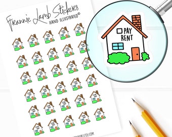Rent Due Stickers (1/2" each), Planner Stickers, Bill and Chore Stickers for Calendars, Planners, Scrapbooks, Crafts and more
