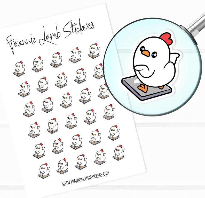 Cute Fitness and Scale Chicken Stickers (1/2
