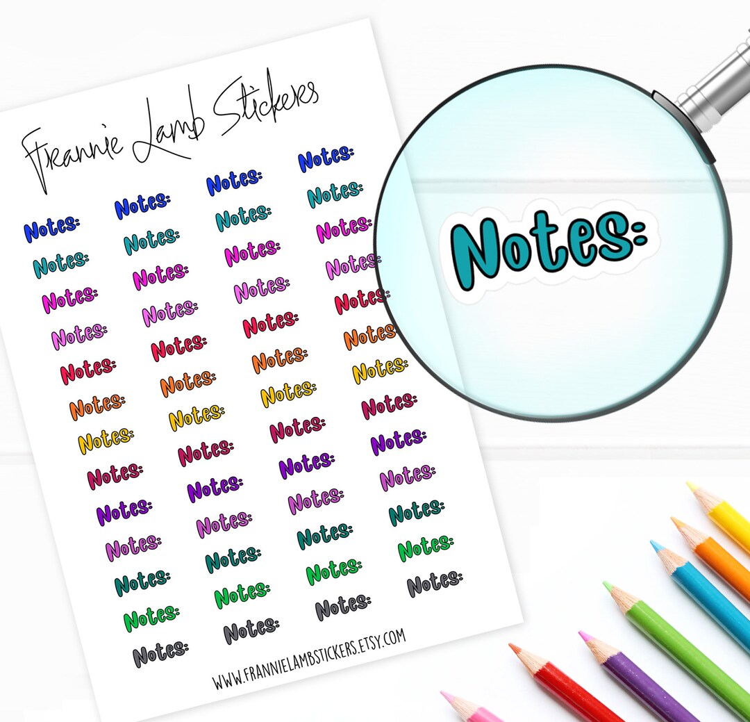 Notes Stickers/labels for Planners, Calendars & Folders, Choice of ...