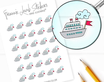 Cruise Ship Stickers (1/2" each), Planner Stickers, Travel Stickers, Seasonal Stickers for Calendars, Planners, Scrapbooks, Crafts and more