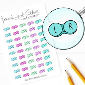 Autocollants pour lentilles de contact (1/2 po. chacun), autocollants pour lentilles de contact, autocollants pour lentilles de contact pour calendriers, agendas, albums de coupures, travaux manuels et plus