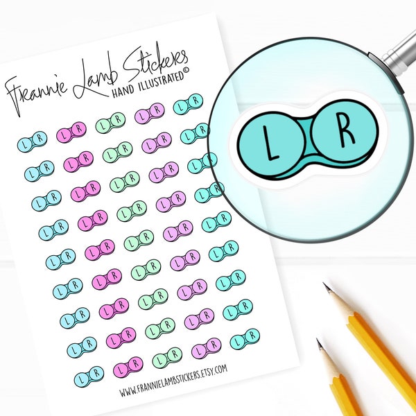 Contactlensstickers (elk 1/2"), contactlensplannerstickers, contactlensstickers voor kalenders, planners, plakboeken, ambachten en meer