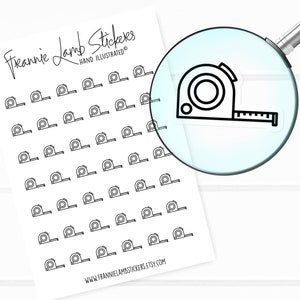 42 doorzichtige plannerstickers (elk 1/2"), meetlintstickers, bouwstickers, doorzichtige matte stickers voor planners en kalenders en meer