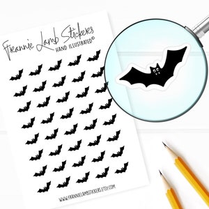 Naklejki nietoperzowe (1/2" każda), naklejki do planerów, naklejki jesienne, naklejki na Halloween do planerów, kalendarzy, albumów, artykułów do rękodzieła i nie tylko