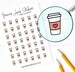 42 Clear Planner Stickers (1/2' each), To Go Coffee Stickers, Coffee and Drink Stickers for Planners and Calendars and more 