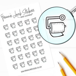 Toiletpapierstickers (elk 1/2"), plannerstickers, karweistickers voor kalenders, planners, plakboeken, ambachten en meer