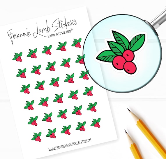 Cranberry Stickers 1/2 Each Seasonal Planner Etsy