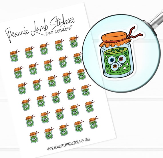 Jar of Eyeball Stickers (1/2 each), Seasonal Stickers perfect for  Calendars, Planners and More