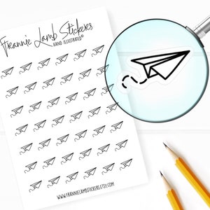 42 Clear Planner Stickers (1/2&quot; each), Paper Airplane Stickers, Work and School Stickers for Planners, Calendars and more