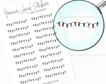 Christmas Lights Banner Stickers (1.5" each), Holiday and Decorative Stickers for Calendars, Planners, Scrapbooks, Crafts and more