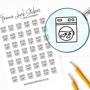42 Clear Planner Stickers (1/2&quot; each), Laundry Planner Stickers, Chore and Washing Machine Stickers for Calendars, Planners and more